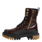 Maroon Leather Mid Calf Biker Boots Shoes