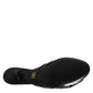 Black Leather Heels Slides Sandals Shoes