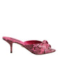 Pink Leather Heels Slides Sandals Shoes
