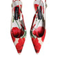 White Floral Heels Slingback Sandals Shoes