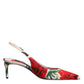 White Floral Heels Slingback Sandals Shoes