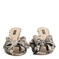 Multicolor Keira Bow Leather Peep Toe Mules Shoes