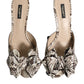Multicolor Keira Bow Leather Peep Toe Mules Shoes