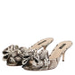 Multicolor Keira Bow Leather Peep Toe Mules Shoes