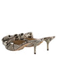Multicolor Keira Bow Leather Peep Toe Mules Shoes