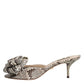 Multicolor Keira Bow Leather Peep Toe Mules Shoes