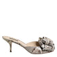 Multicolor Keira Bow Leather Peep Toe Mules Shoes