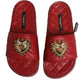 Red Devotion Matelassé Leather Slides Shoes