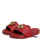 Red Devotion Matelassé Leather Slides Shoes