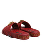 Red Devotion Matelassé Leather Slides Shoes