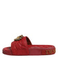 Red Devotion Matelassé Leather Slides Shoes