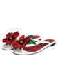 Red White KEIRA Flower Leather Sandals Shoes