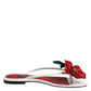 Red White KEIRA Flower Leather Sandals Shoes