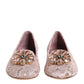 Pink Taormina Lace Crystals Flats Shoes