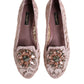 Pink Taormina Lace Crystals Flats Shoes