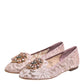 Pink Taormina Lace Crystals Flats Shoes