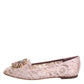Pink Taormina Lace Crystals Flats Shoes