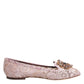 Pink Taormina Lace Crystals Flats Shoes