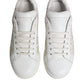 White Lace Leather Low Top Sneaker Shoes