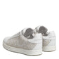 White Lace Leather Low Top Sneaker Shoes