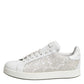 White Lace Leather Low Top Sneaker Shoes