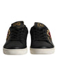 Black Leather Sacred Heart Sneakers Shoes