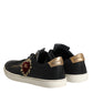 Black Leather Sacred Heart Sneakers Shoes