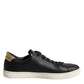 Black Leather Sacred Heart Sneakers Shoes