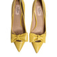 Yellow Patent Leather PVC Bow Heels Pumps Shoes