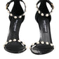 Black KEIRA Pearl Embellished Sandals Shoes