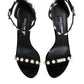 Black KEIRA Pearl Embellished Sandals Shoes
