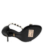 Black KEIRA Pearl Embellished Sandals Shoes