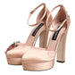 Pink Block Heels Ankle Strap Sandals Shoes