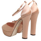 Pink Block Heels Ankle Strap Sandals Shoes