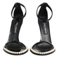 Black KEIRA Pearl Embellished Sandals Shoes