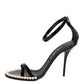 Black KEIRA Pearl Embellished Sandals Shoes