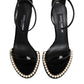 Black KEIRA Pearl Embellished Sandals Shoes