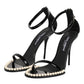 Black KEIRA Pearl Embellished Sandals Shoes