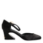 Black Leather Logo Ankle Strap Sandals Shoes