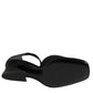 Black Leather Logo Ankle Strap Sandals Shoes