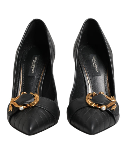 Black Devotion Leather Heels Pumps Shoes