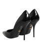 Black Leather Stiletto High Heels Pumps Shoes