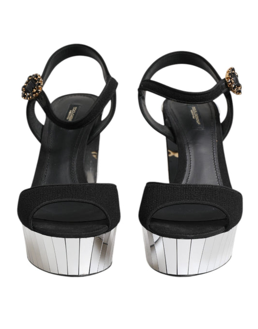 Black Crystal Ankle Strap Keira Sandal Shoes