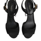 Black Crystal Ankle Strap Keira Sandal Shoes