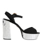 Black Crystal Ankle Strap Keira Sandal Shoes