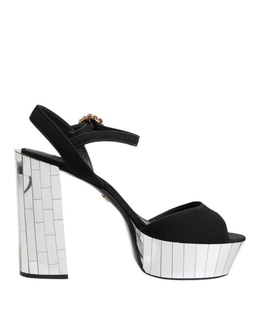 Black Crystal Ankle Strap Keira Sandal Shoes