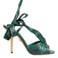 Green Python Leather Heels Sandals Shoes