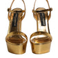 Gold Leather Platform Keira Sandals Shoes