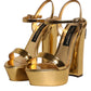 Gold Leather Platform Keira Sandals Shoes