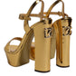Gold Leather Platform Keira Sandals Shoes